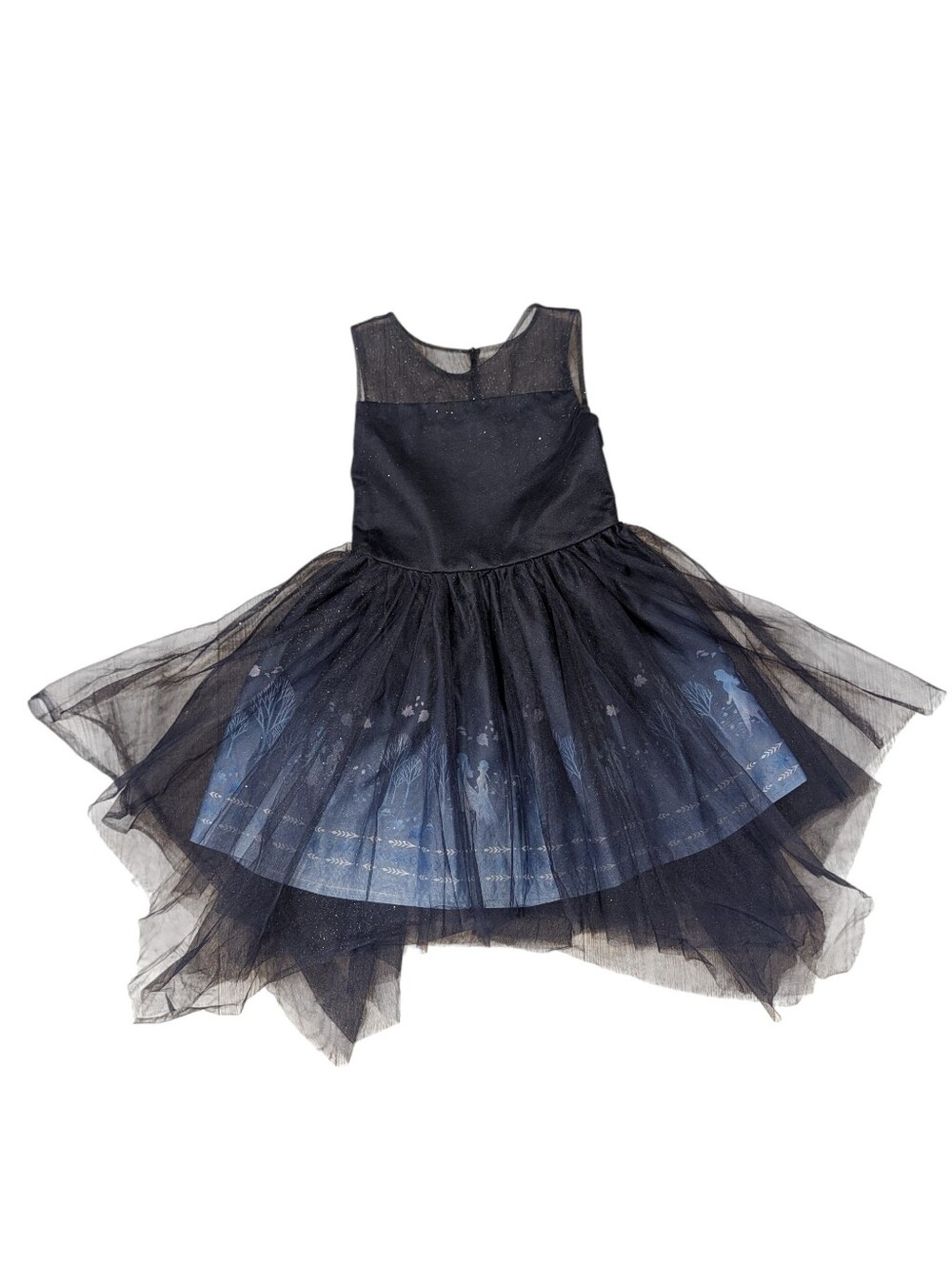 Disney Frozen II Girls Size 8 Elsa Anna Glitter Tulle Party Dress